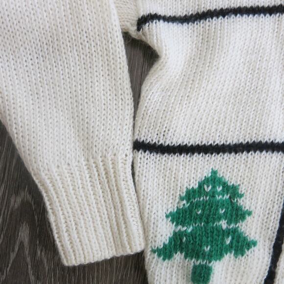 Vintage GEARING UP Ugly Christmas Sweater Size L Women Chunky Knit White Multi - Picture 5 of 8